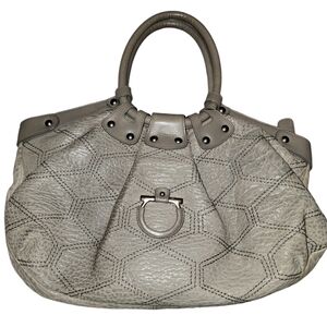 Salvatore Ferragamo Stitched Celtico Bag in Calfskin Pebbled Leather w/COA
